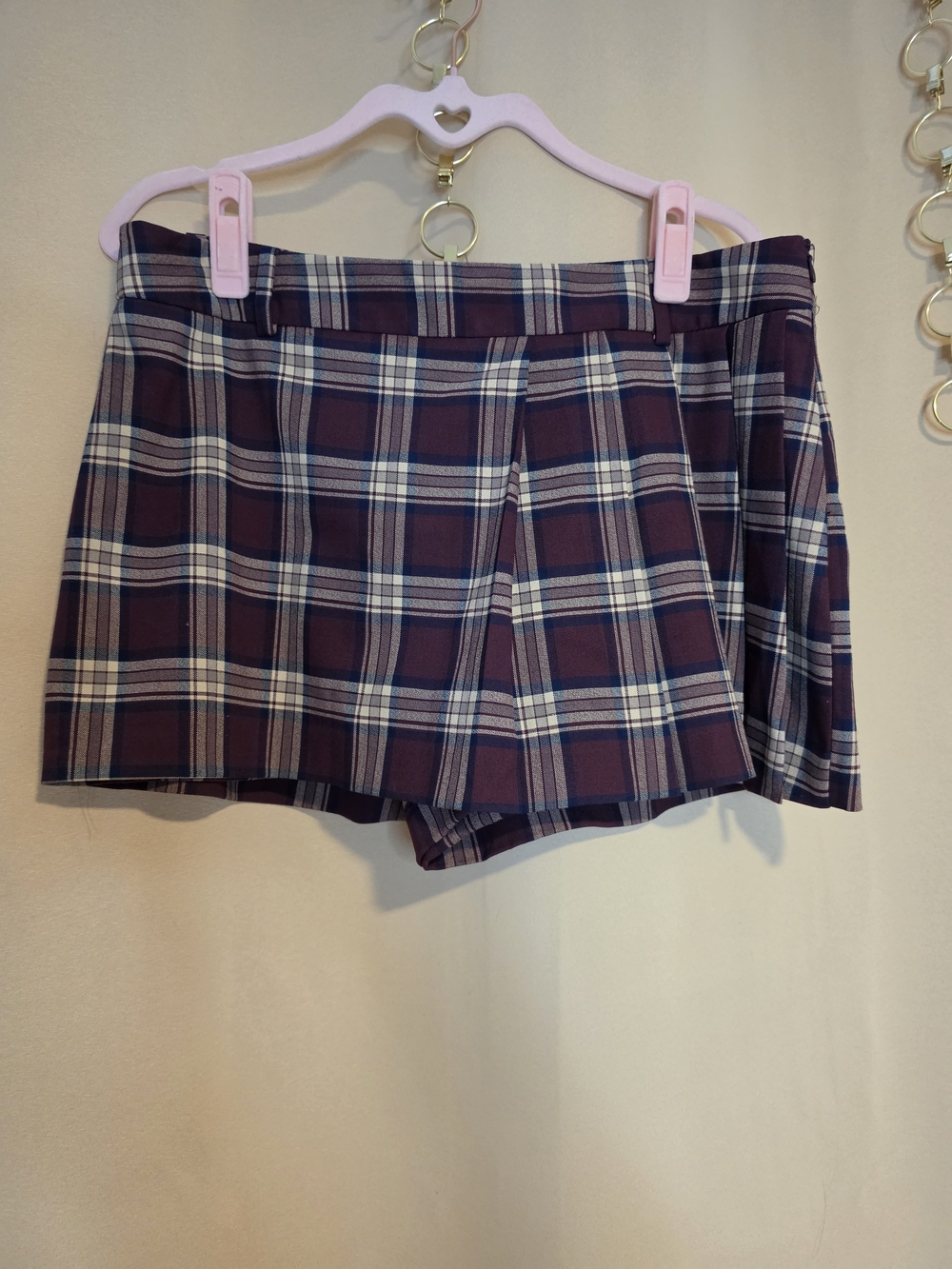 Zara Burgundy Plaid Pleated Skort